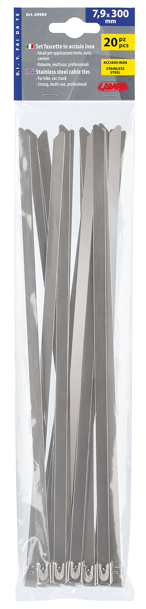 Fascette in acciaio inox, set 20 pz - 7,9x300 mm