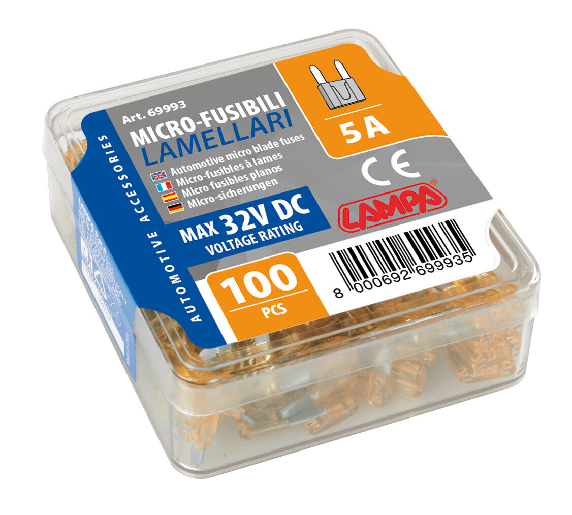 Set 100 micro fusibili lamellari, 12/32V - 5A