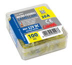 Set 100 micro fusibili lamellari, 12/32V - 20A