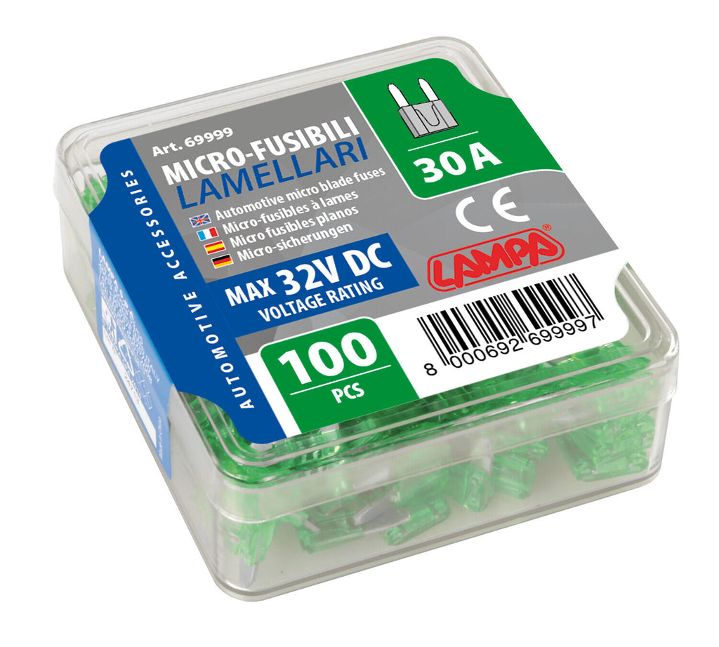 Set 100 micro fusibili lamellari, 12/32V - 30A