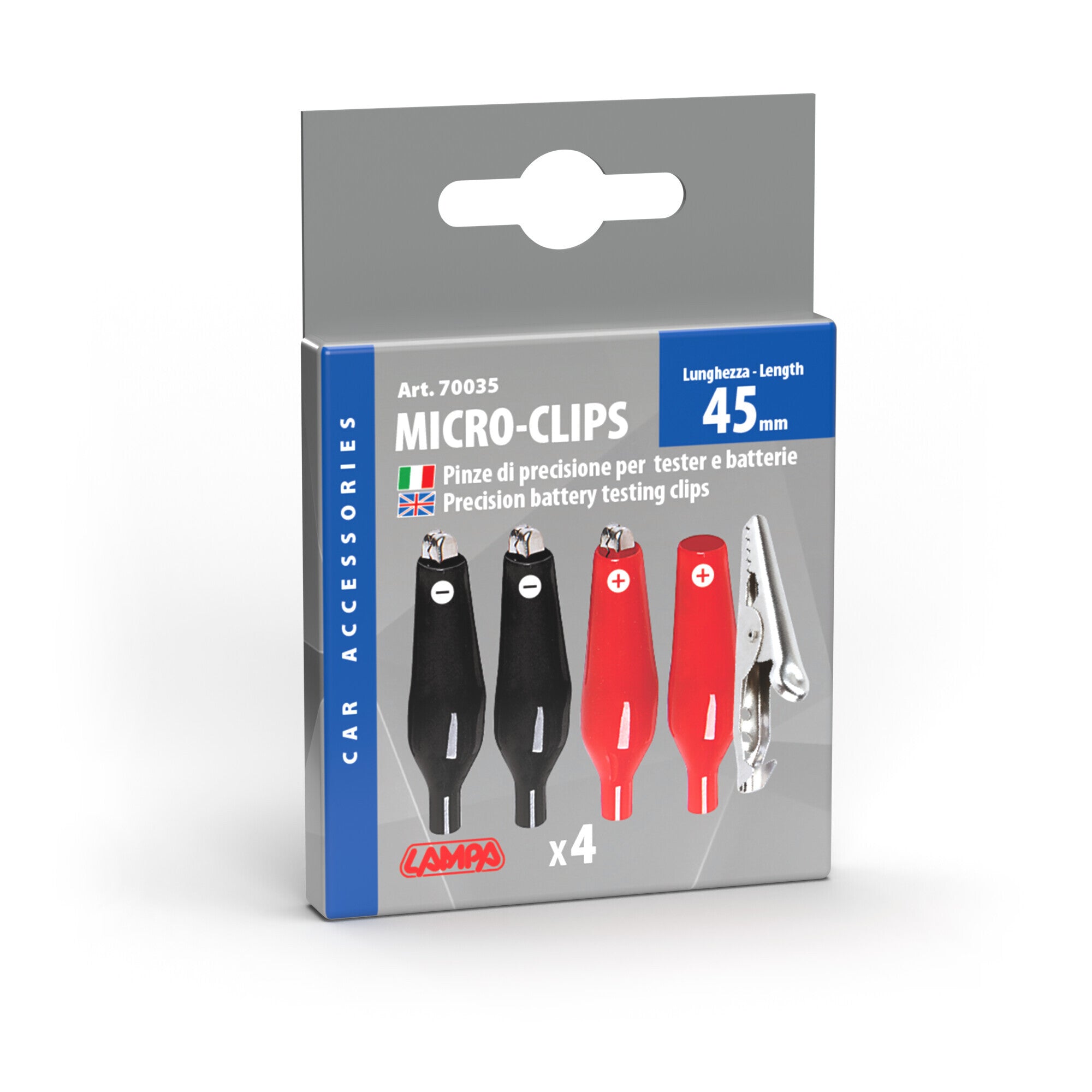 Micro-clips, set 4 pinzette isolate - 4,5 cm