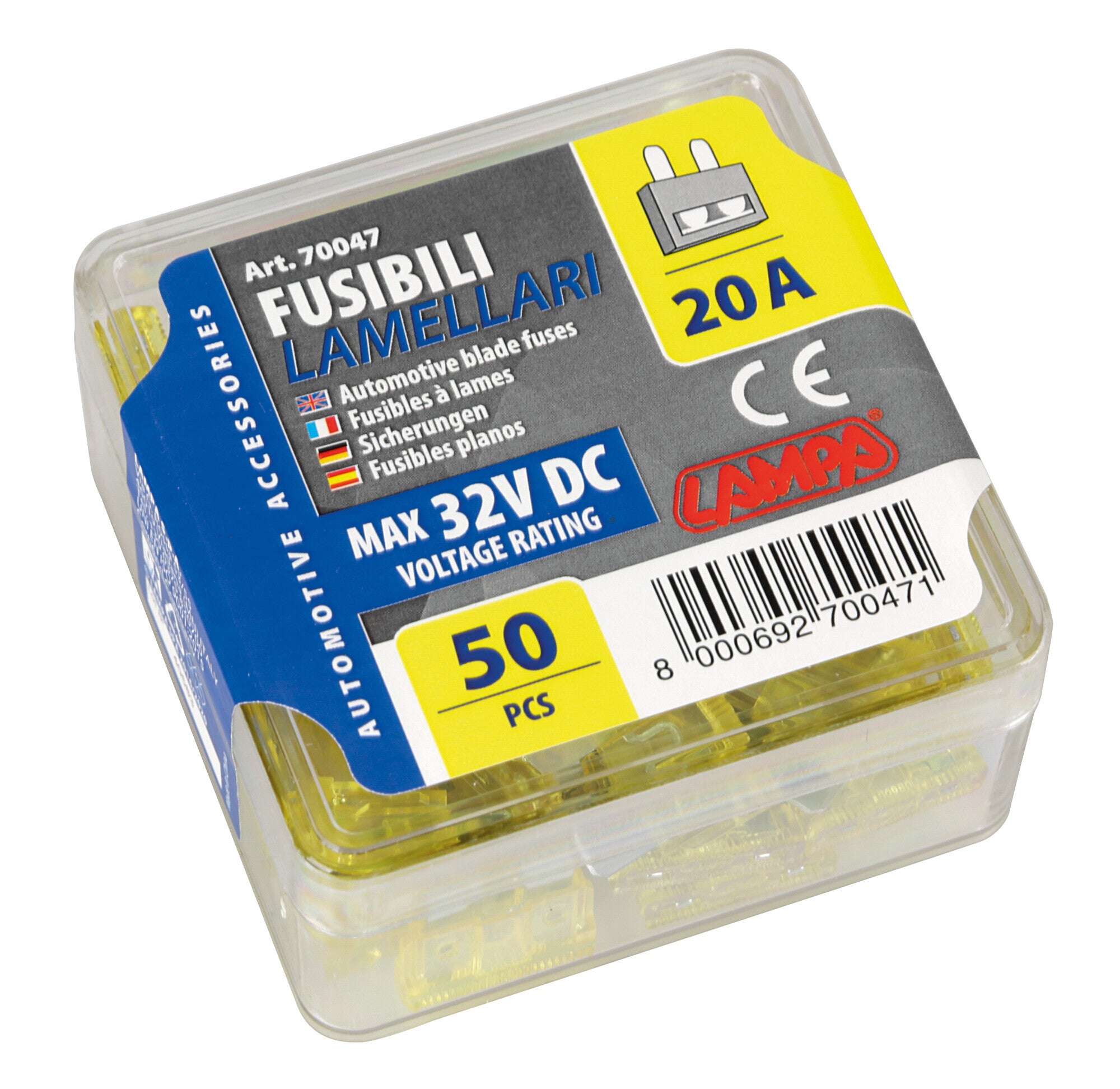 Confezione 50 fusibili lamellari, 12/32V - 20A