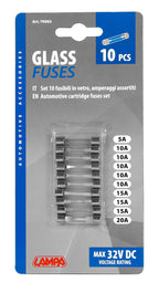 Set 10 fusibili in vetro, 12/32V