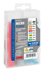 Set 80 micro-fusibili lamellari assortiti, 12/32V