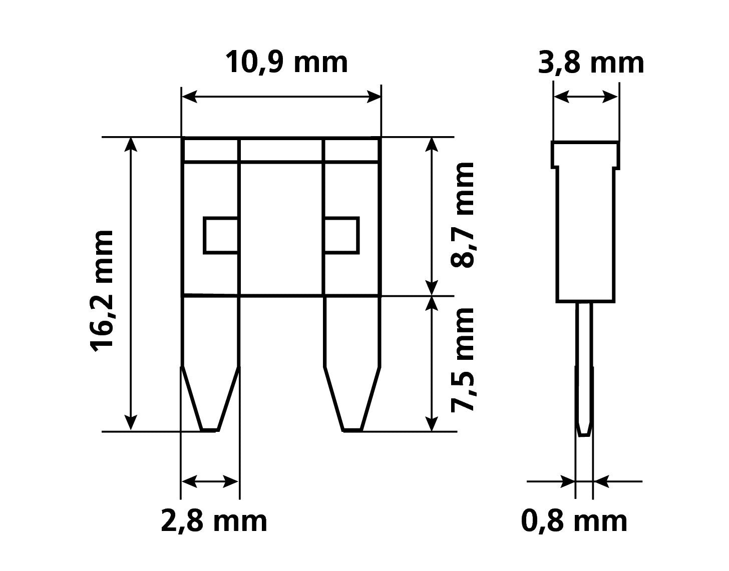 Set 10 micro-fusibili lamellari assortiti, 12/32V