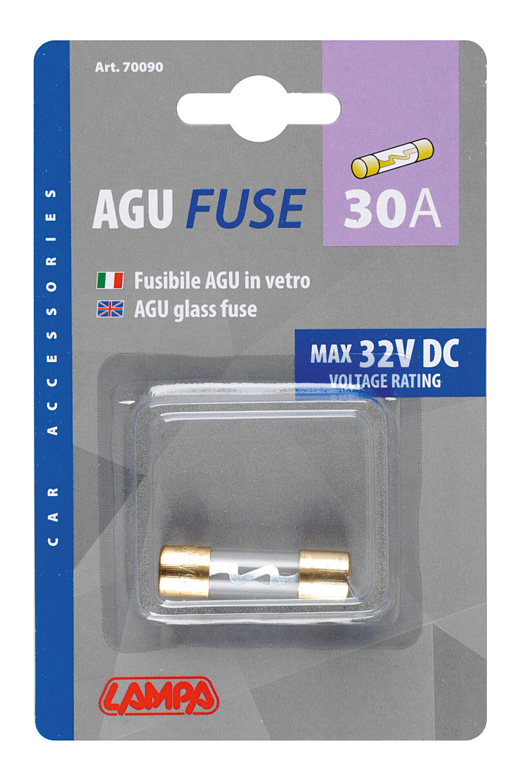 Fusibile AGU in vetro, 12/32V - 30A