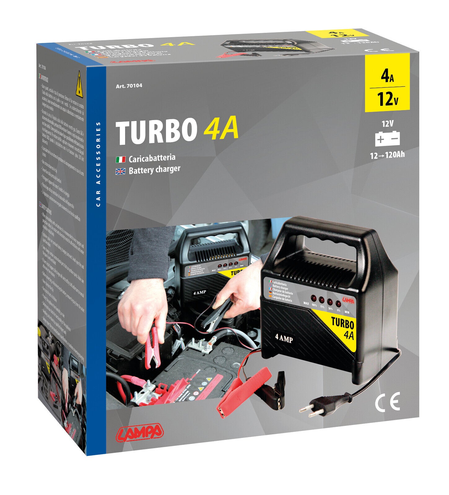 Turbo 4 A, caricabatteria 12V