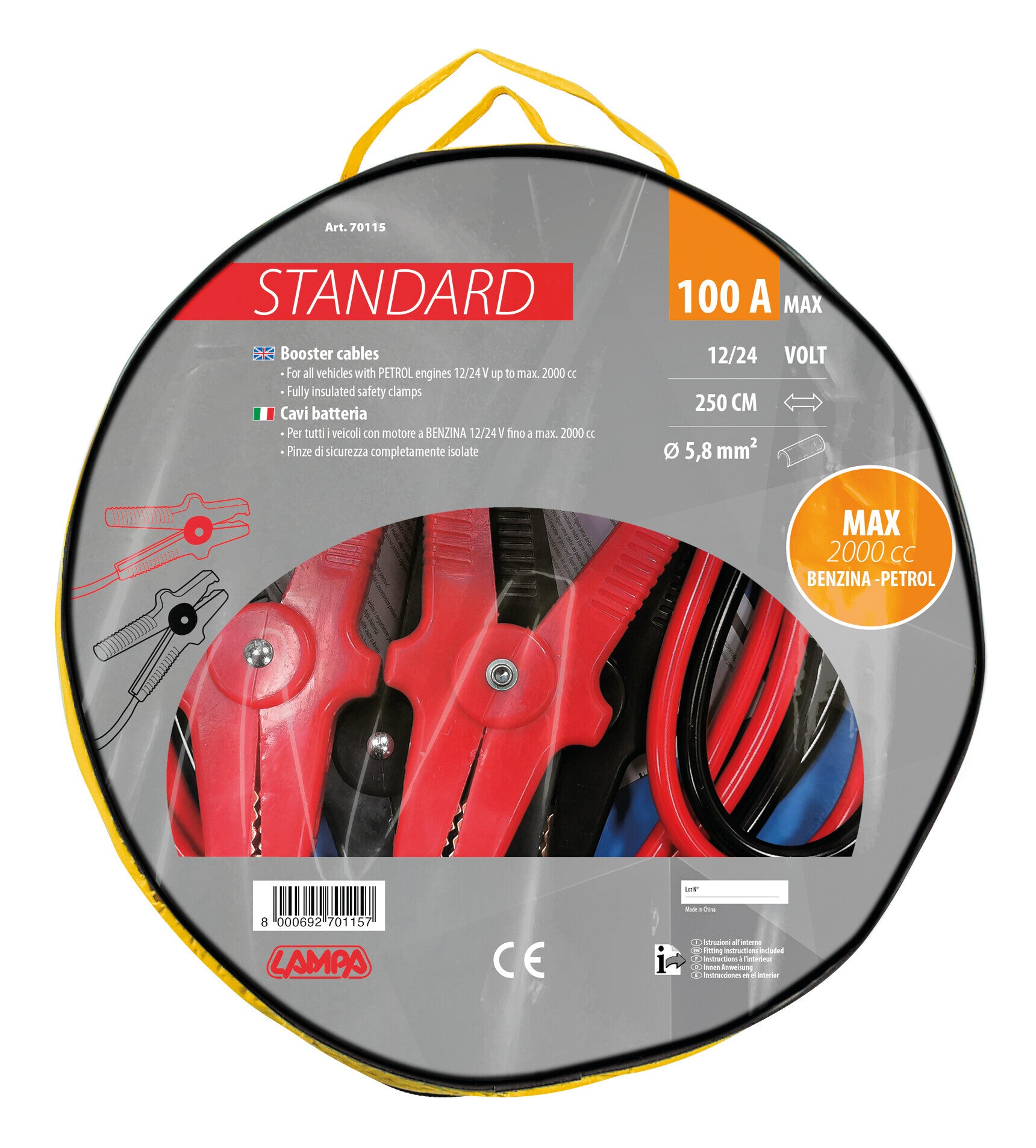 Cavi Batteria Standard - 250 cm - 100 A - 5,8 mm²