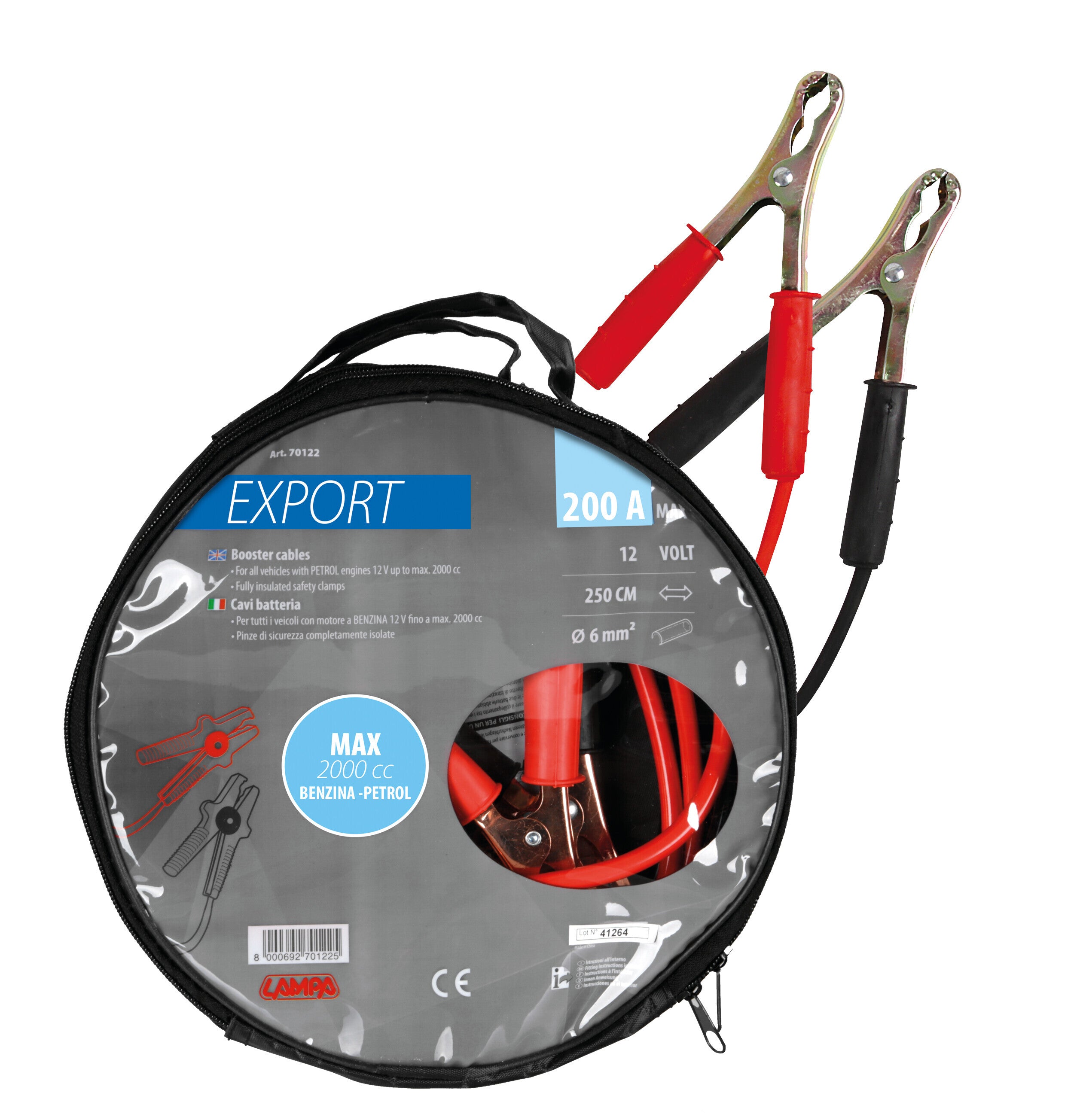 Cavi batteria Export 12V - 250 cm - 200 A - 6 mm²