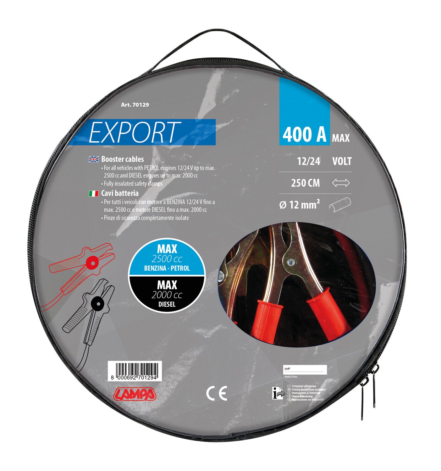 Cavi batteria Export 12/24V - 250 cm - 400 A - 12 mm²