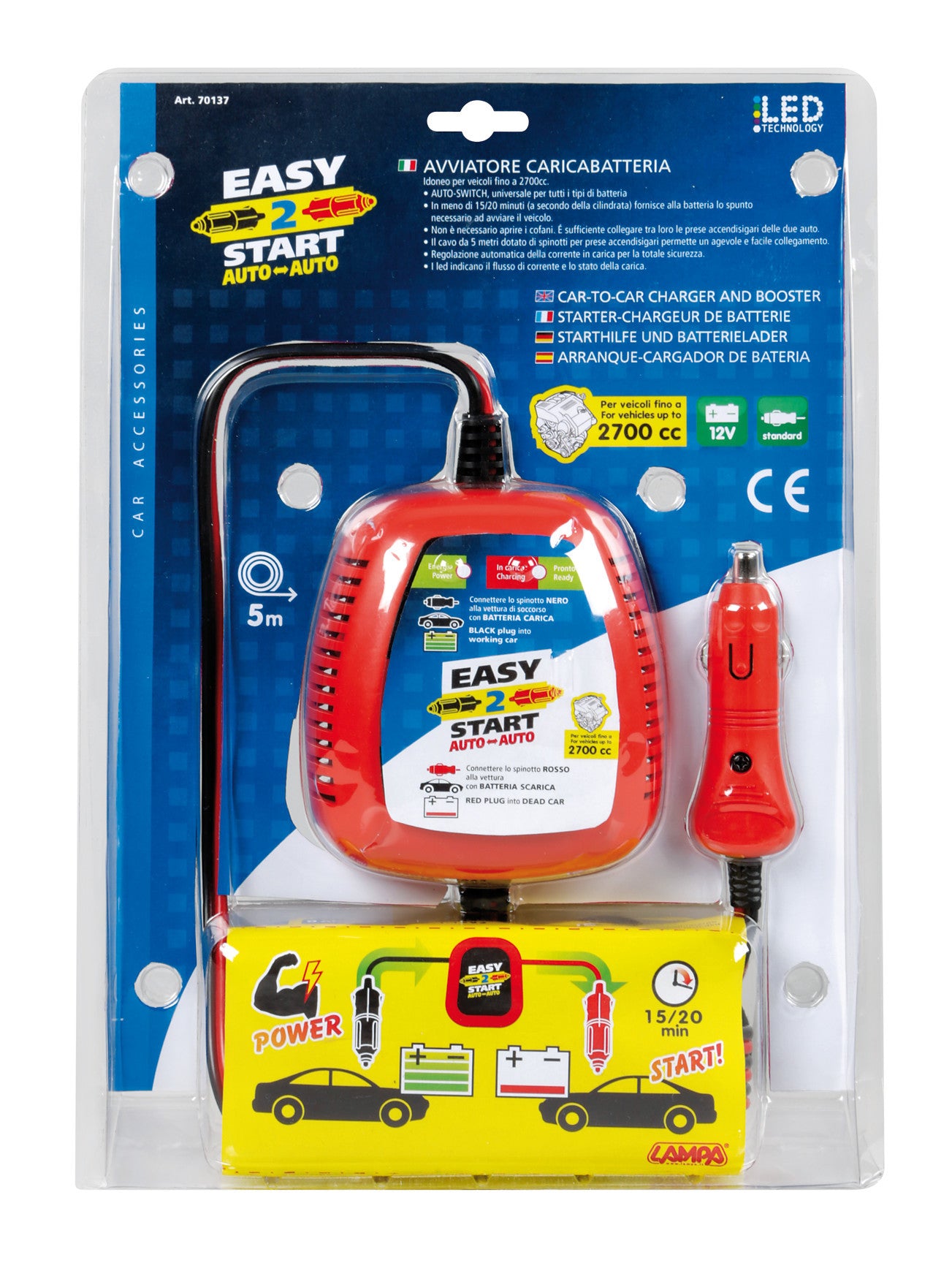 Easy 2 Start, avviatore caricabatteria, 12V