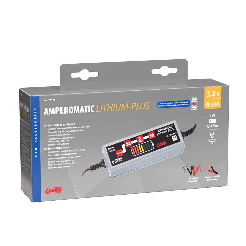 Amperomatic Lithium-Plus, caricabatteria intelligente, 12V - 3,8A