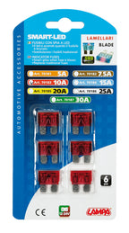 Smart Led, set 6 fusibili lamellari con spia a led, 12/32V - 10A