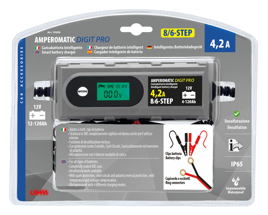 Amperomatic Digit Pro, caricabatteria intelligente, 12V - 4,2A