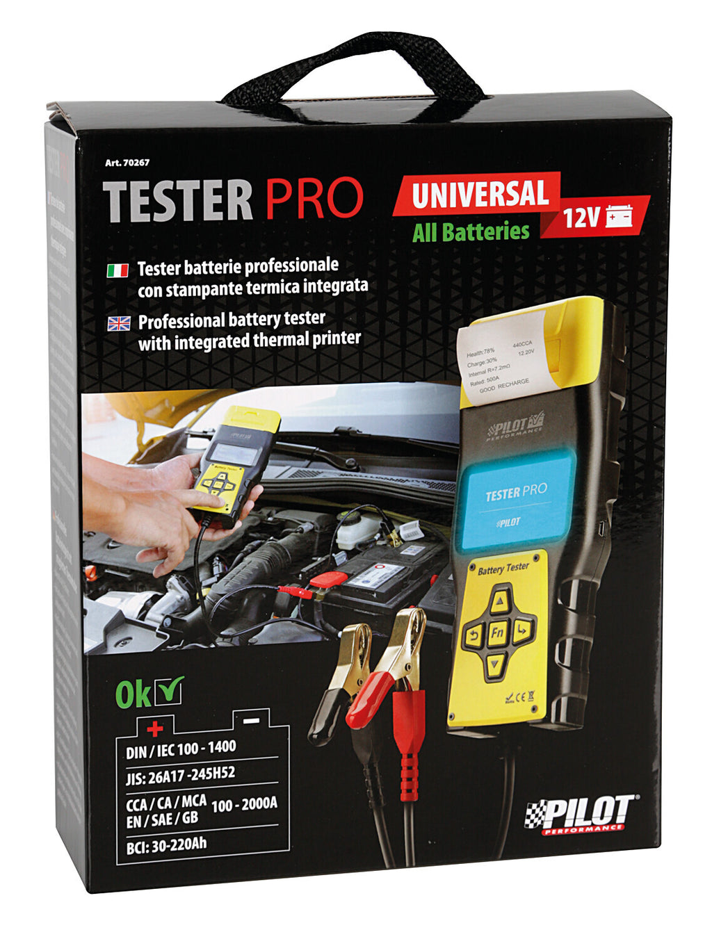 Tester-Pro, tester batterie professionale con stampante termica integrata
