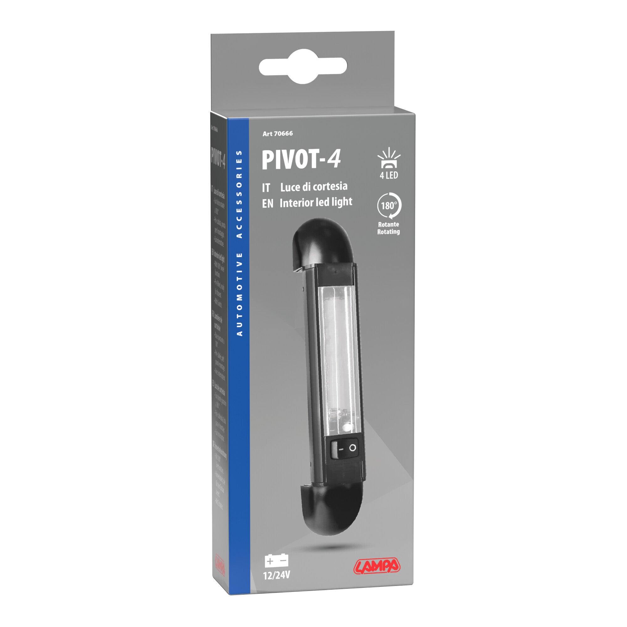 Pivot-4, luce di cortesia a 4 led, 12/24V