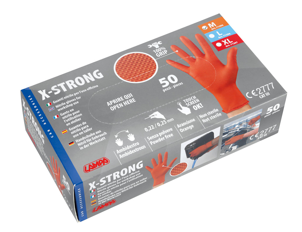 X-Strong, guanti in nitrile per uso officina - 50 pz - M