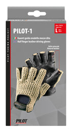 Pilot-1, guanti guida mezze dita - L - Nero