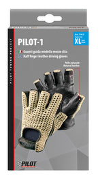 Pilot-1, guanti guida mezze dita - XL - Nero