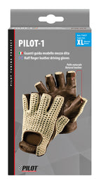 Pilot-1, guanti guida mezze dita - XL - Marrone