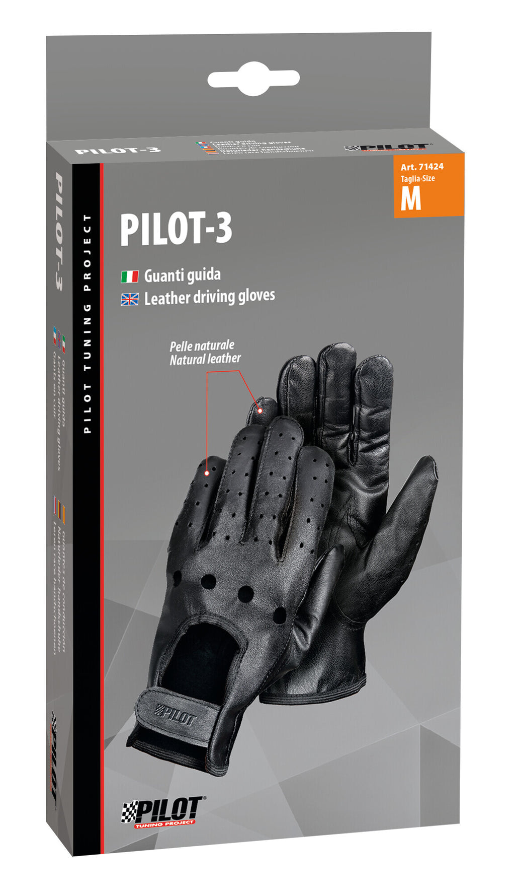 Pilot-3, guanti guida - M - Nero