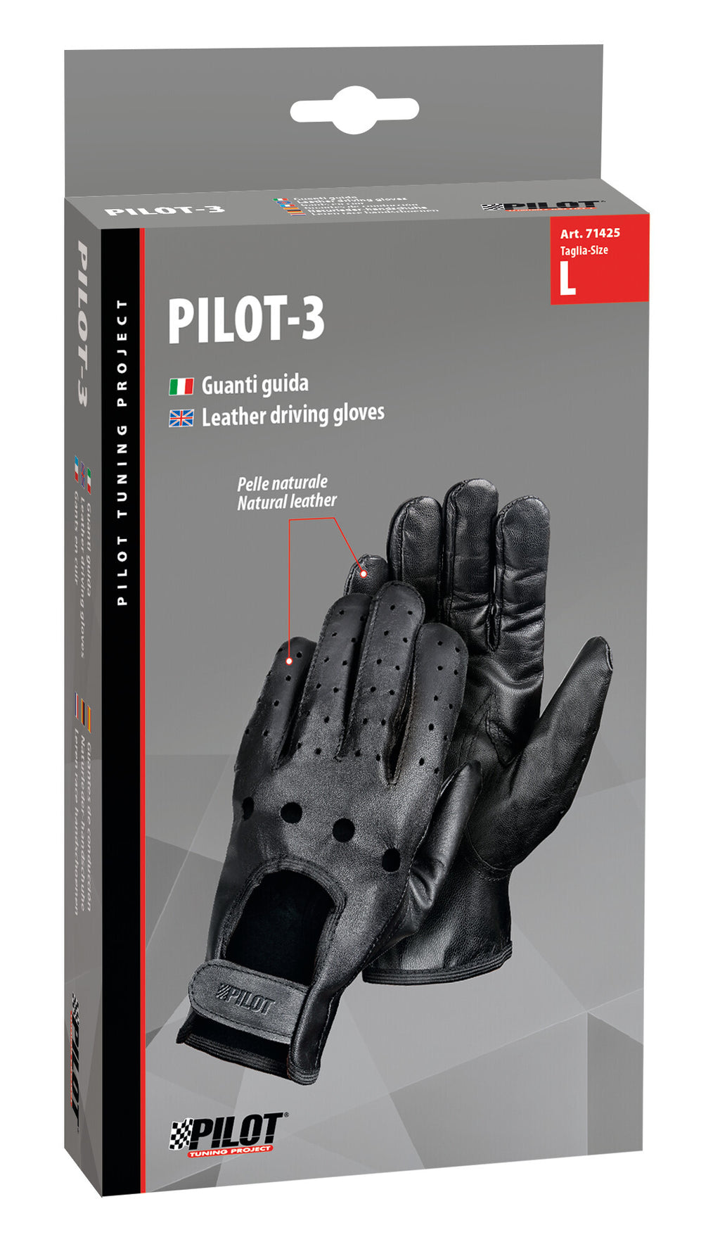Pilot-3, guanti guida - L - Nero
