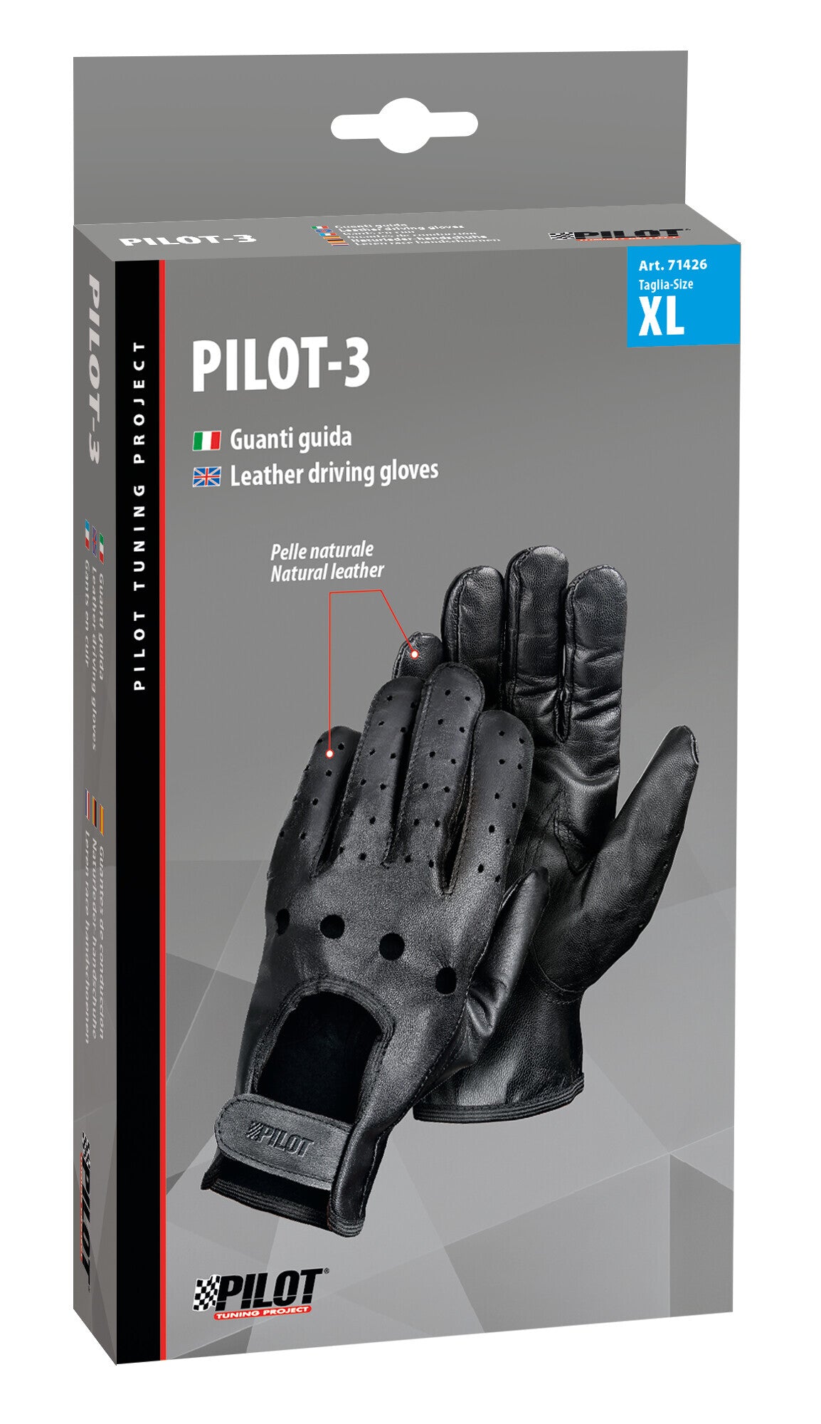 Pilot-3, guanti guida - XL - Nero