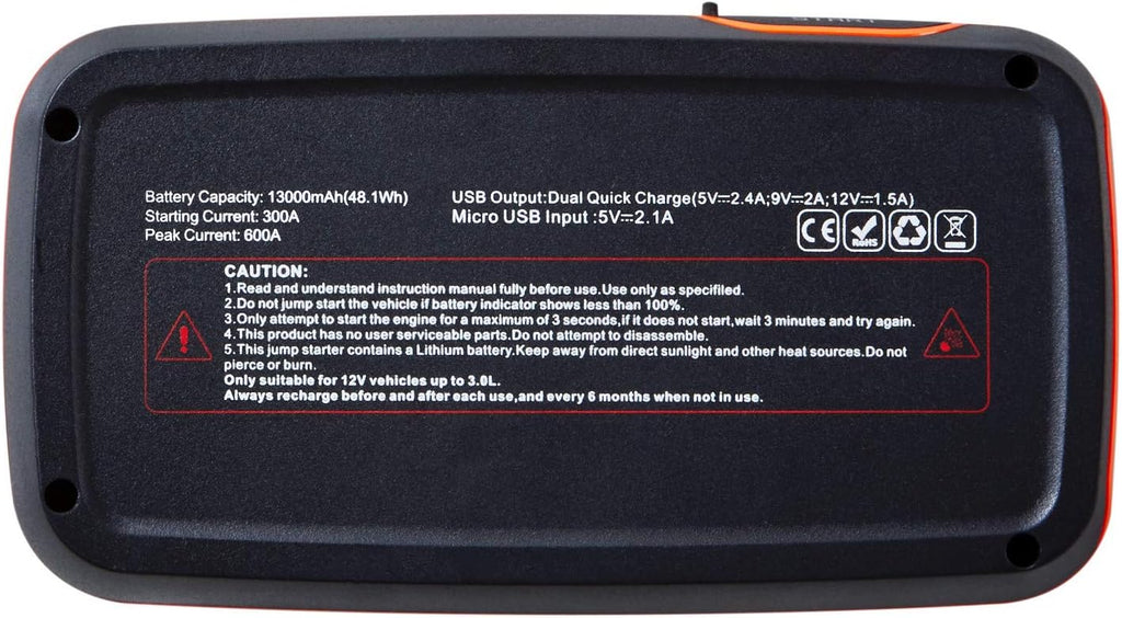 OSRAM BATTERYstart 300, avviatore al Litio da 13.000 mAh per Veicoli con Motore a Benzina Fino a 6l e Motore Diesel da 3l