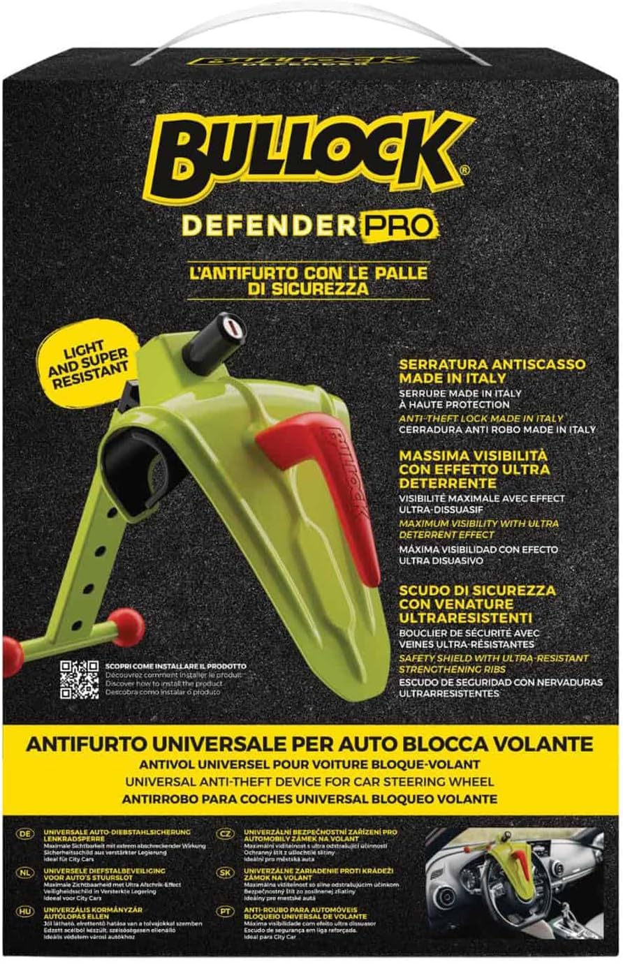 Bullock Defender Pro Blocca Volante Antifurto Universale per Auto, Scudo di Sicurezza in lega Rinforzata, Ideale per City Car, Facile Installazione + Arbre Magique POP Ocean