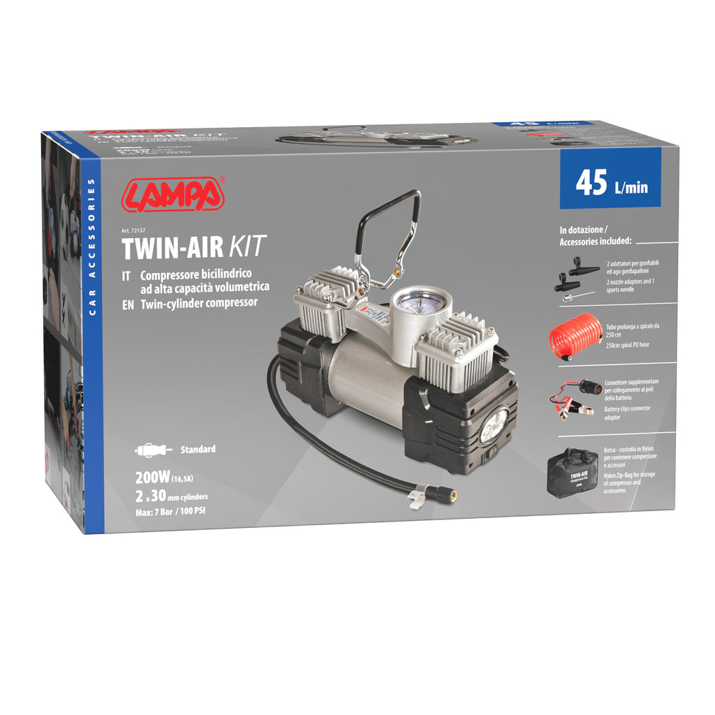 Twin-Air Kit, compressore bicilindrico, 12V - 200W