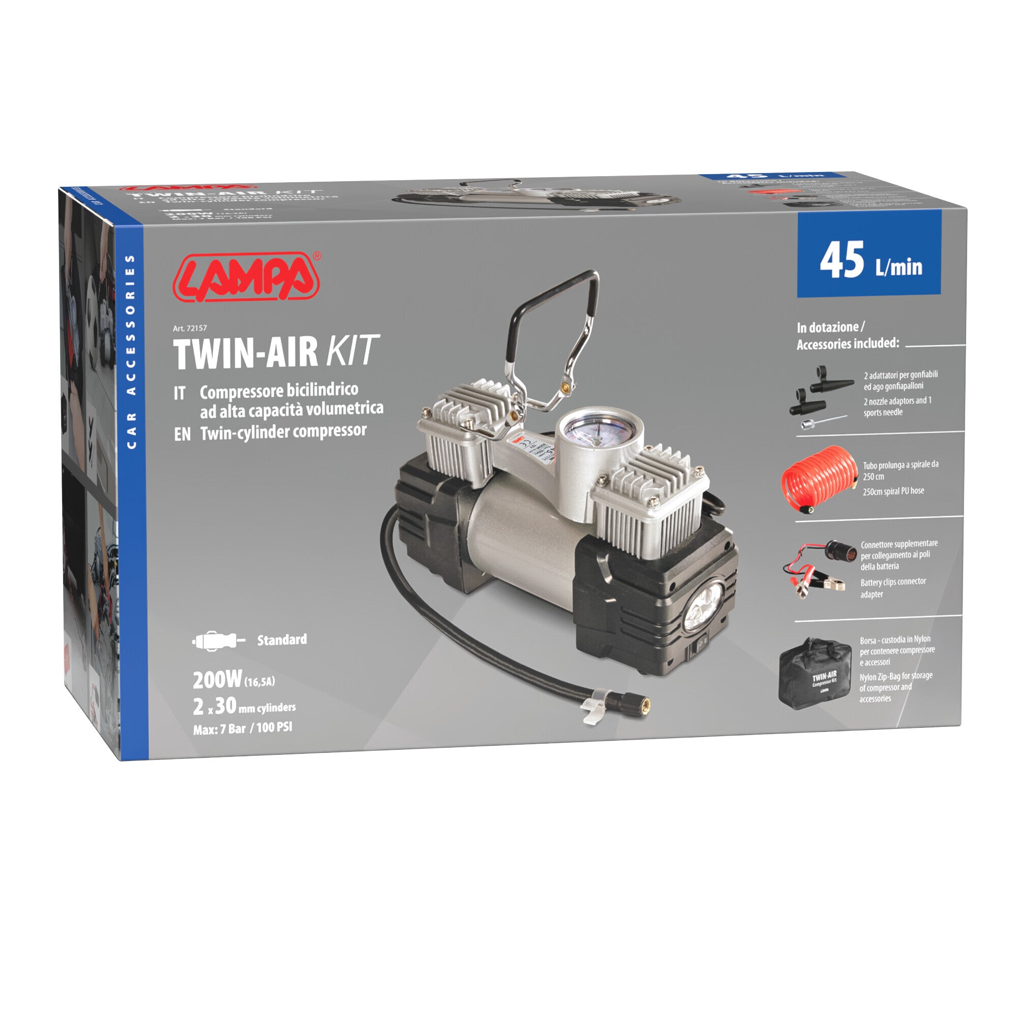Twin-Air Kit, compressore bicilindrico, 12V - 200W