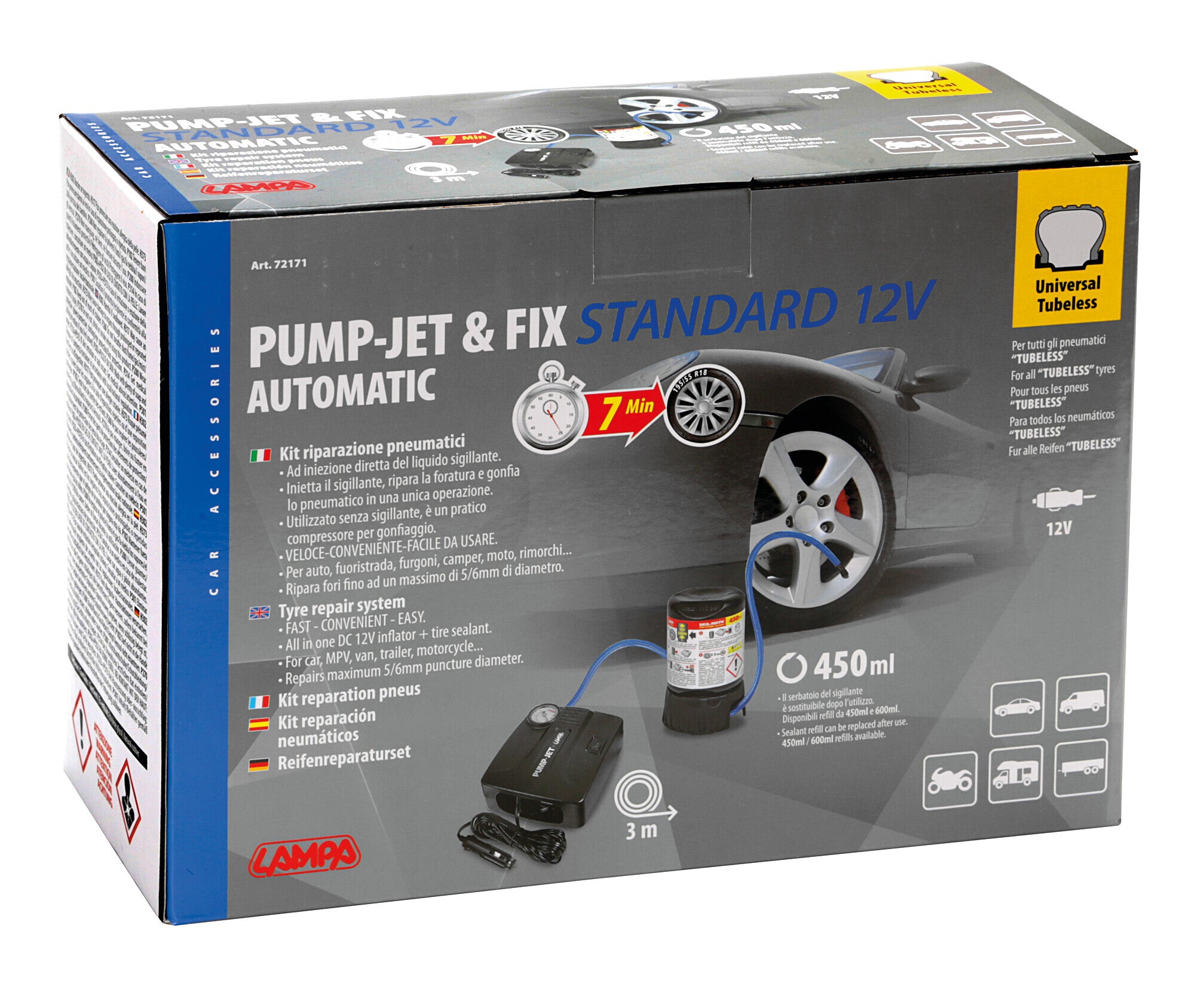 Pump-Jet & Fix Standard, kit riparazione pneumatici, 12V
