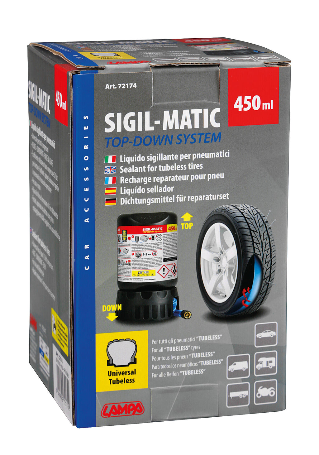 Sigil-Matic, kit liquido sigillante per pneumatici, 450 ml