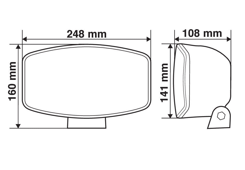 Pluton, faro alogeno di profondità con luce di posizione a led - 248x141 mm