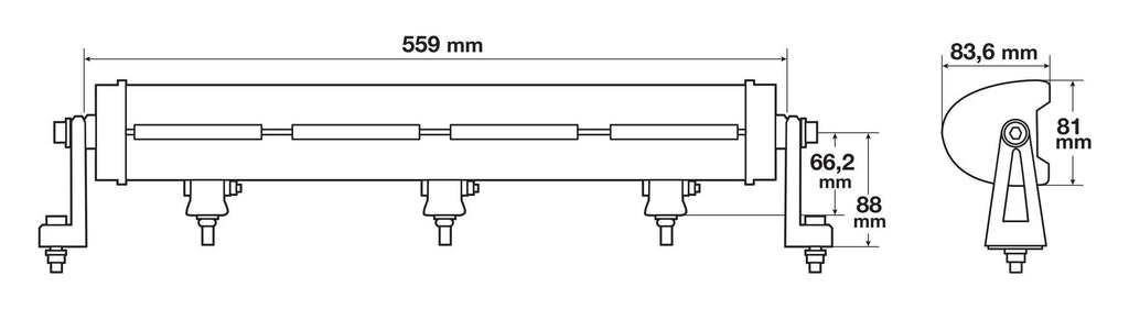 Pluton Holland Style, barra a Led 2 funzioni - 12/24V - 559x81 mm