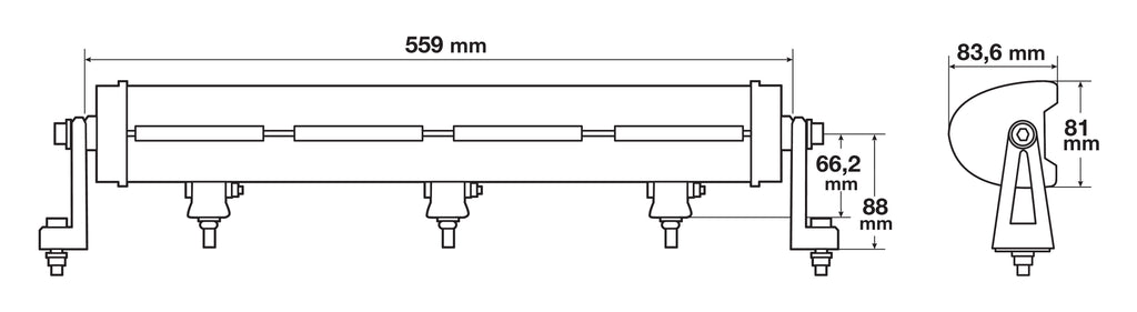 Pluton Total White, barra a Led 2 funzioni - 12/24V - 559x81 mm