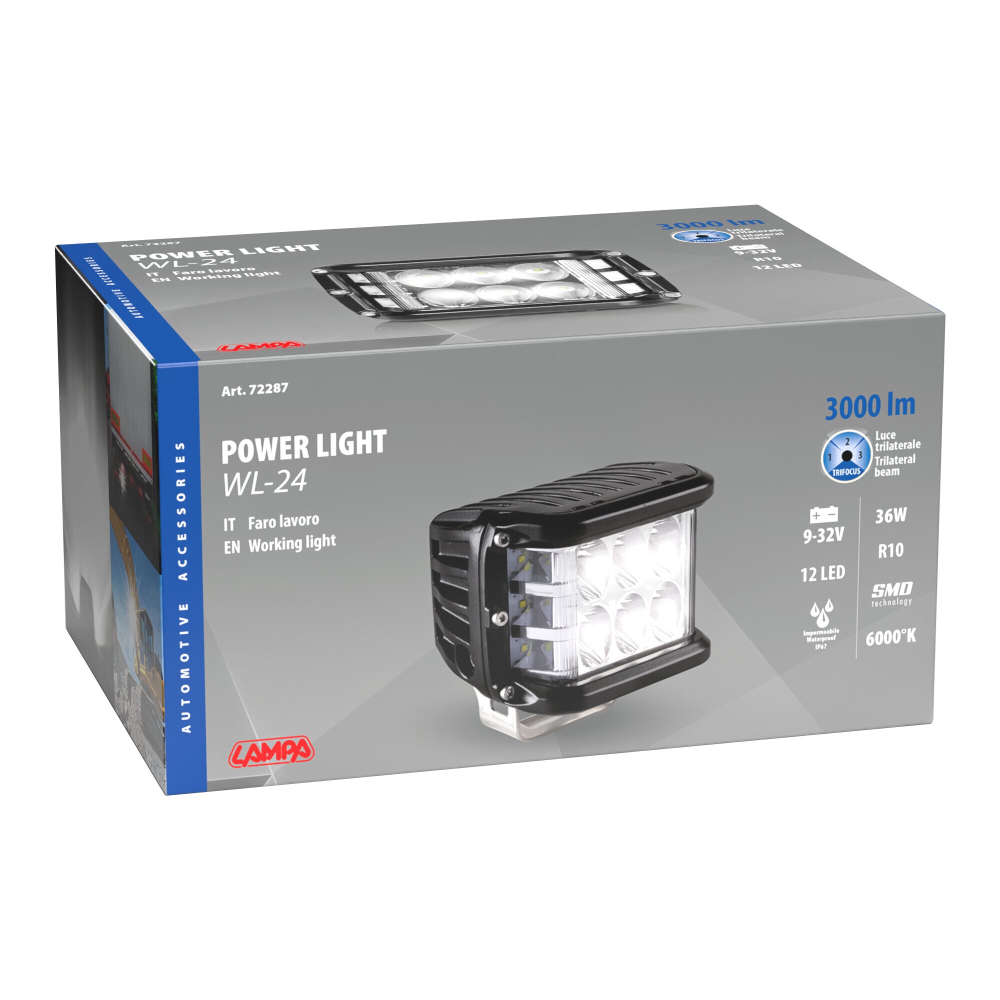 WL-24, faro ausiliario a 12 Led - 12/24V - Bianco