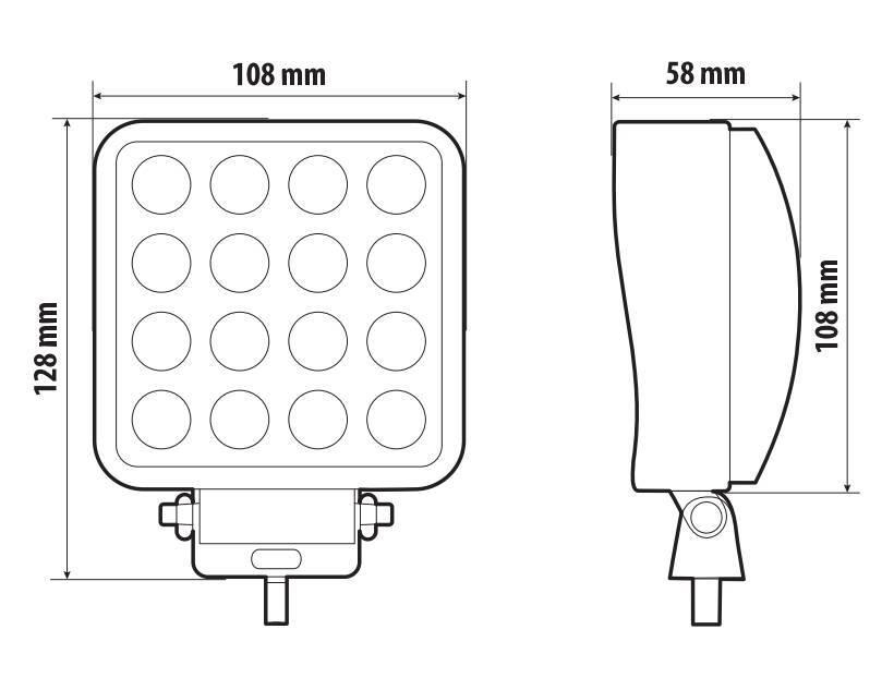 WL-25, faro ausiliario a 16 Led - 12/24V - Bianco
