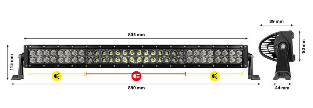 Barra a Led con struttura curva in alluminio, 12/24V - 80 cm