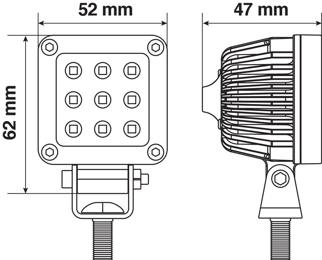 WL-18, faro ausiliario a 9 Led - 12/24V - Bianco