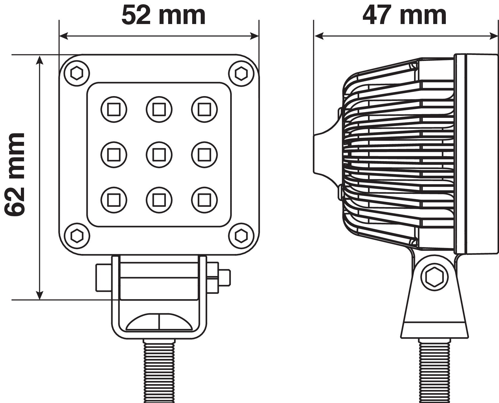 WL-18, faro ausiliario a 9 Led - 12/24V - Bianco
