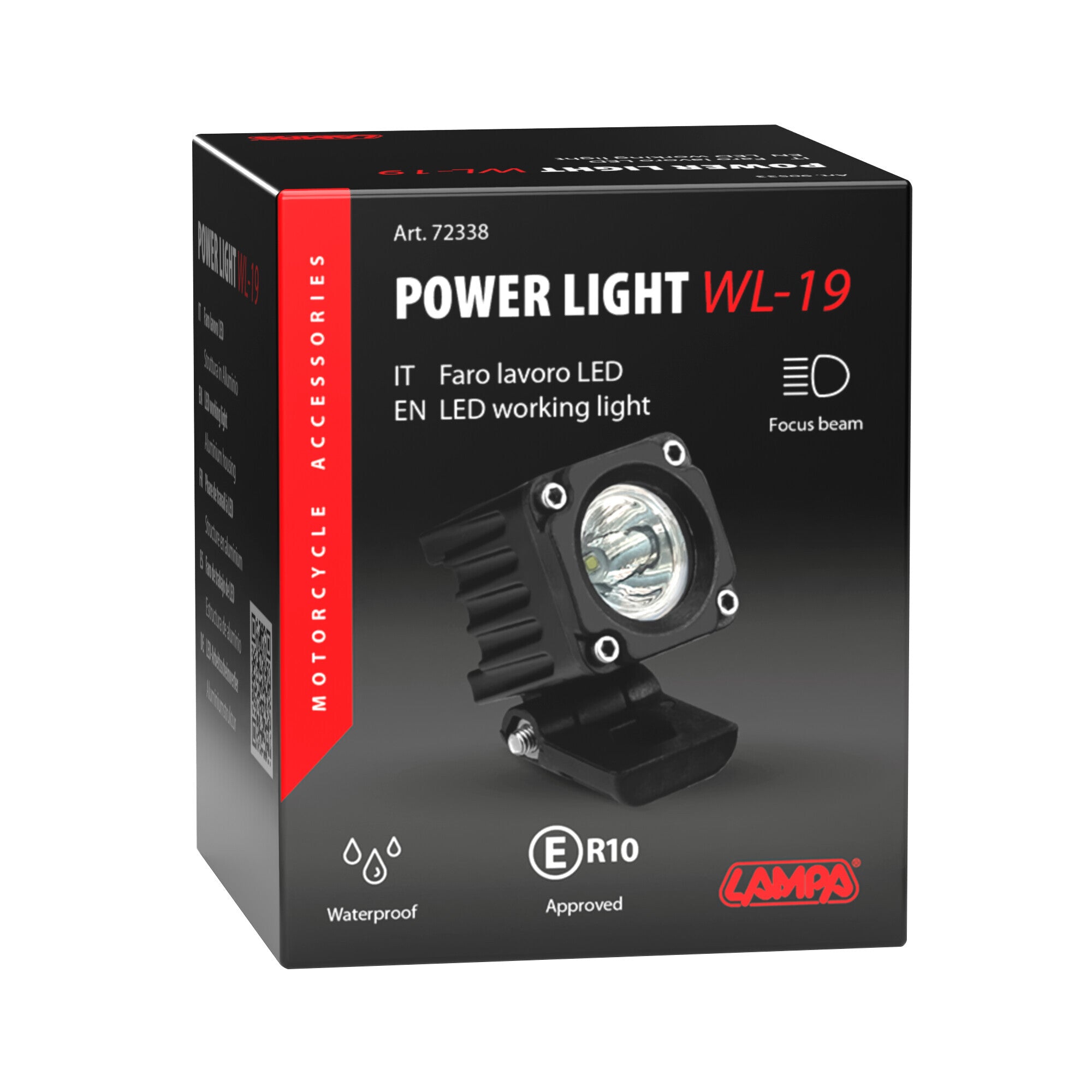 WL-19, faro ausiliario a 1 Led - 12/24V - Luce focalizzata - Bianco
