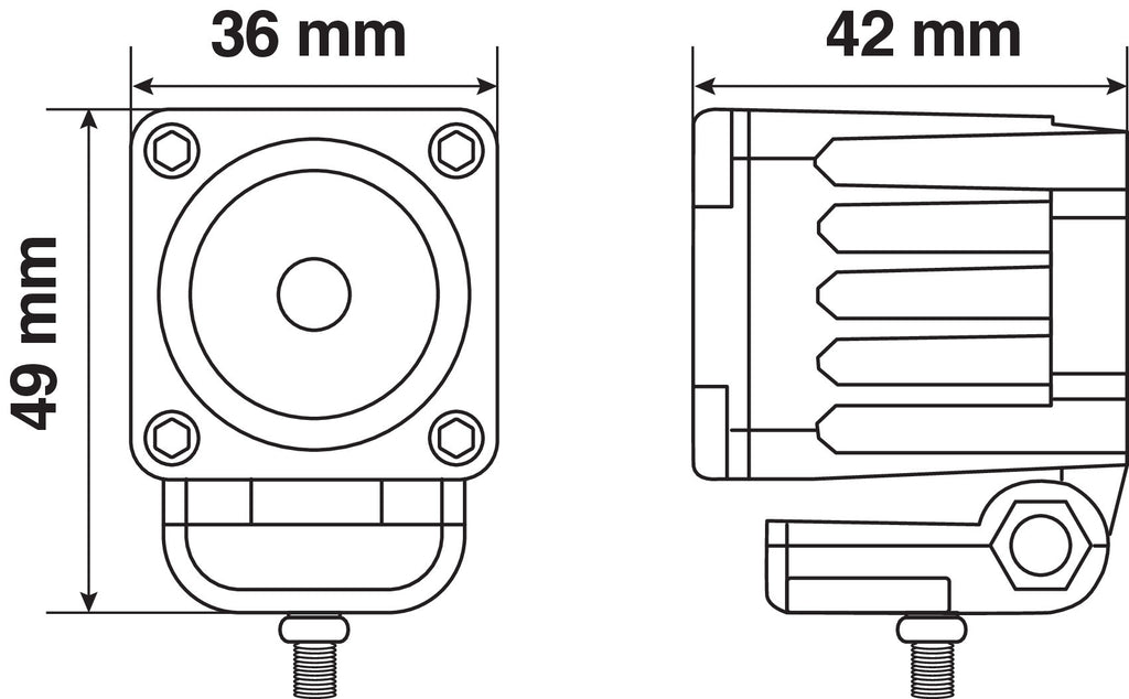 WL-19, faro ausiliario a 1 Led - 12/24V - Luce focalizzata - Bianco