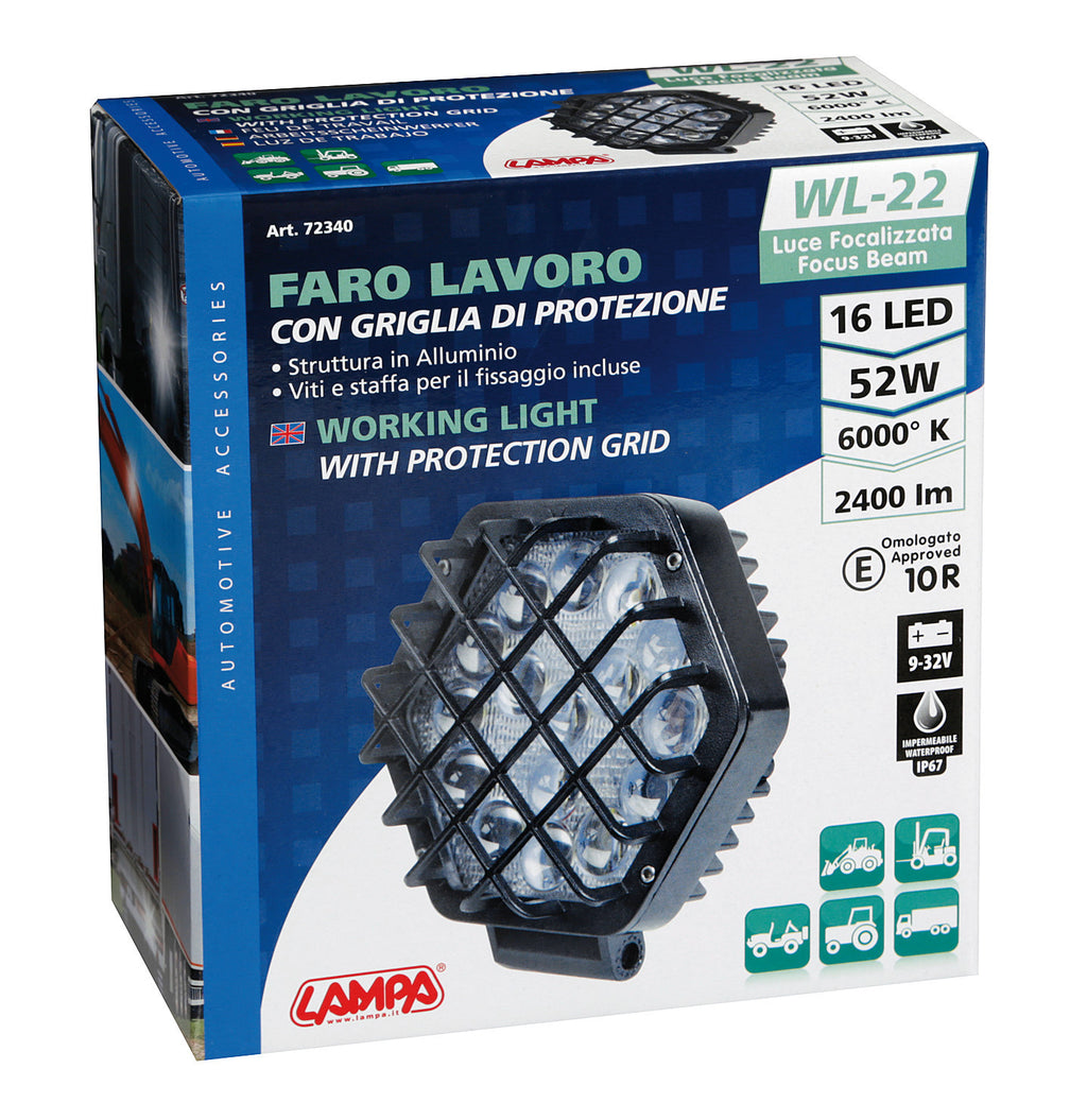 WL-22, faro ausiliario a 16 Led - 12/24V - Bianco