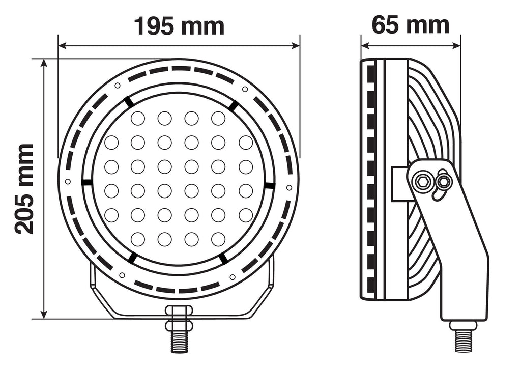 Bextar, proiettore supplementare a 62 Led - 12/24V - Ø 195 mm