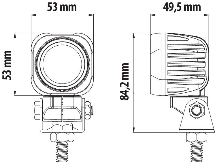 Cyclops-Square, faro ausiliario a 1 Led - 12/24V - Luce focalizzata