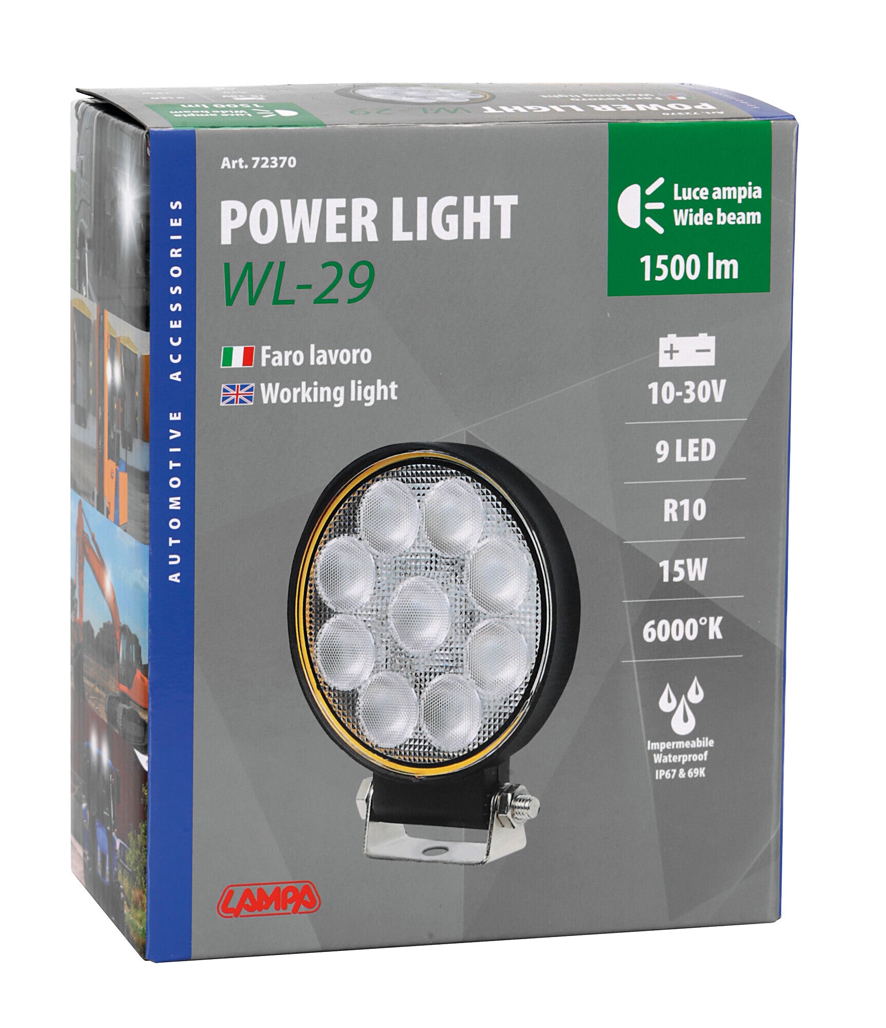 WL-29, faro ausiliario a 9 Led - 12/24V - Bianco