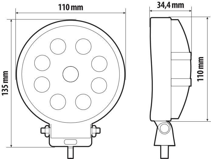 WL-29, faro ausiliario a 9 Led - 12/24V - Bianco