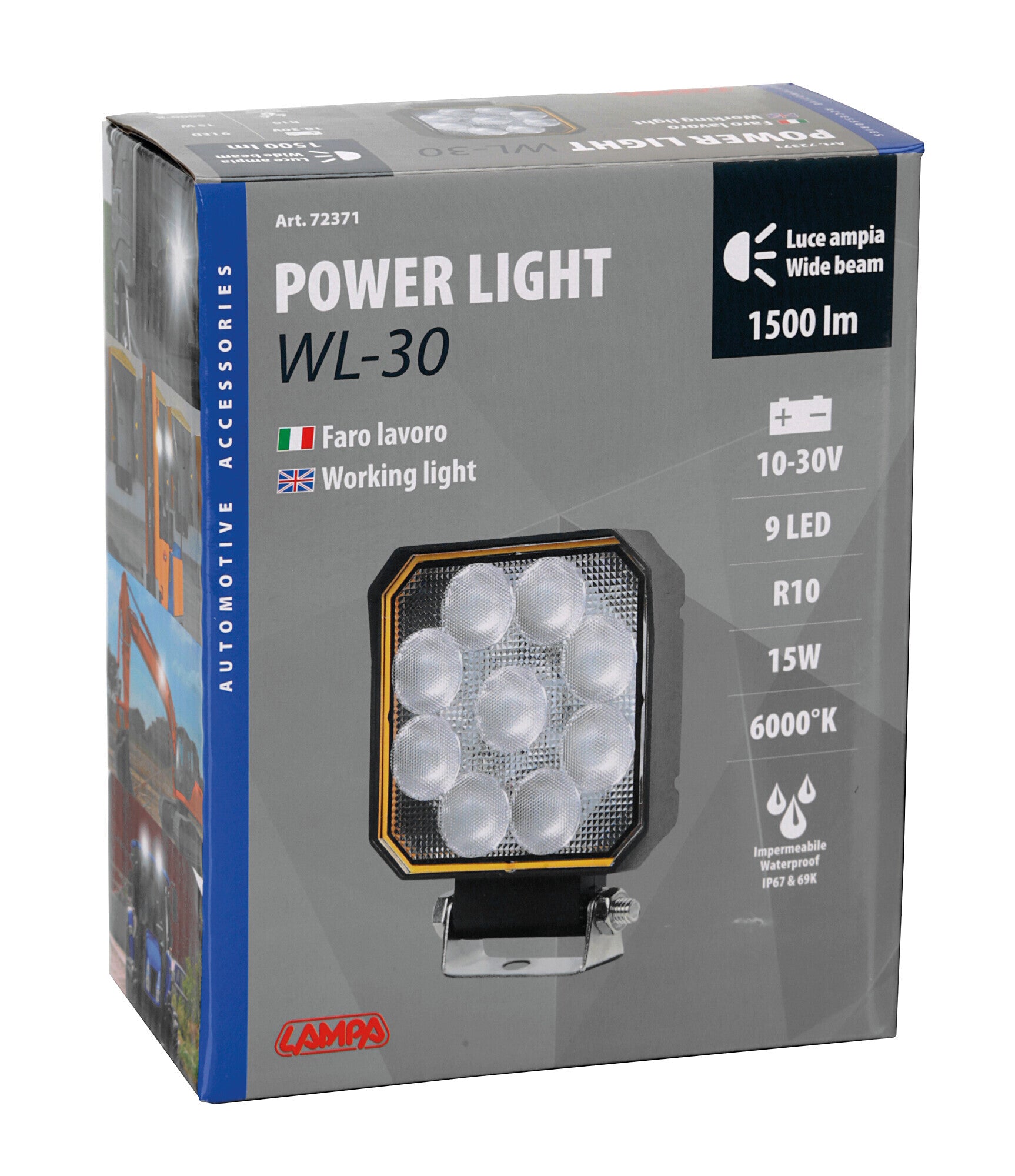 WL-30, faro ausiliario a 9 Led - 12/24V - Bianco