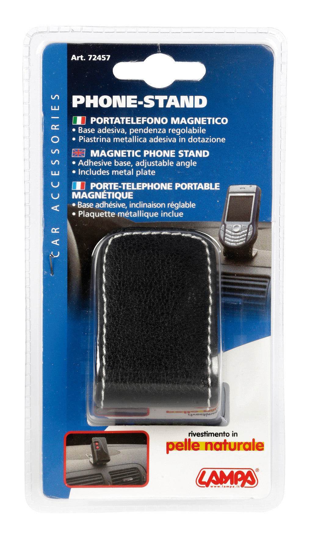 Portatelefono magnetico in pelle naturale